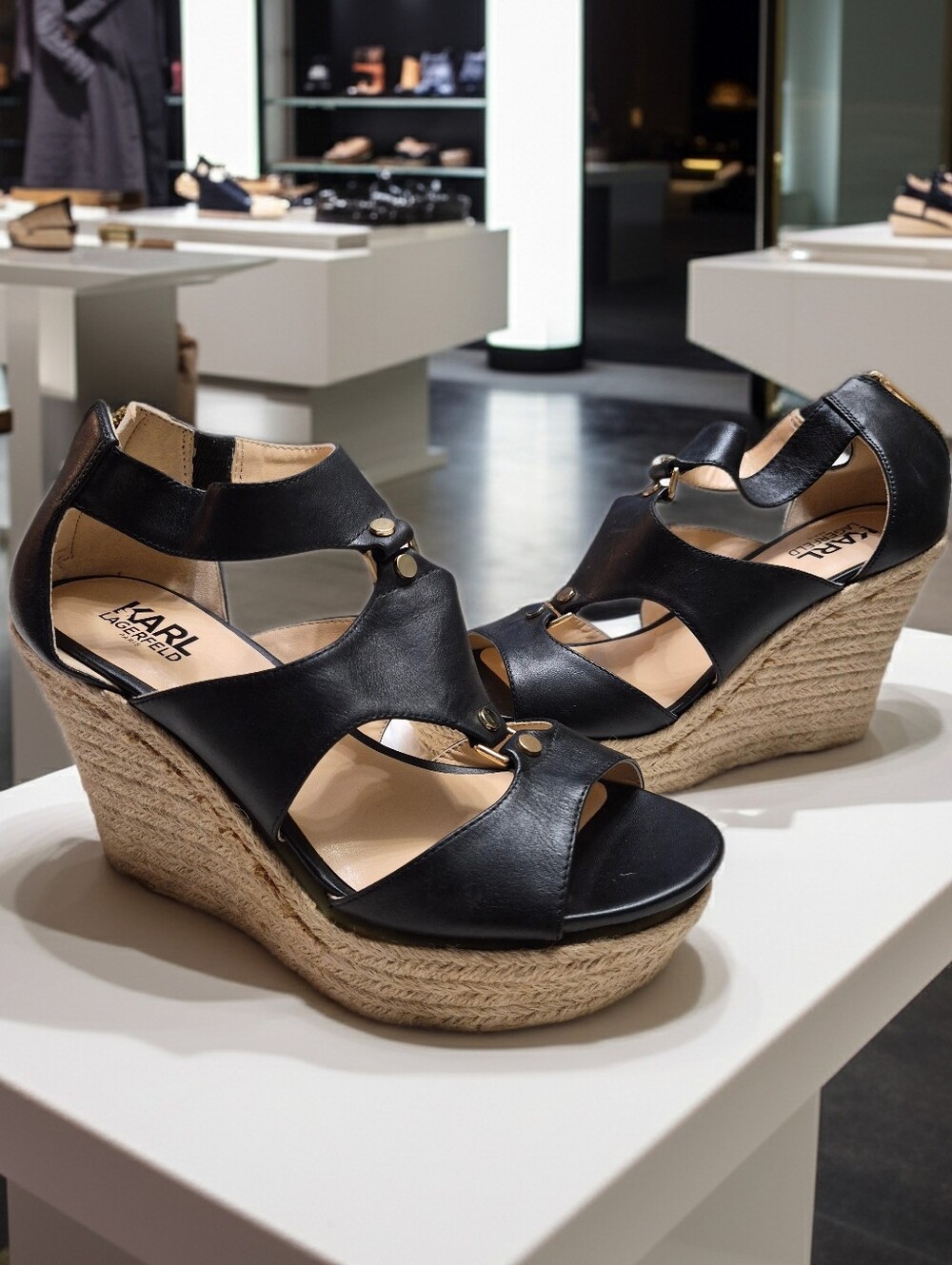 Karl Lagerfeld Paris Savoie Wedge Espadrille Sandals Women's Sz 8m